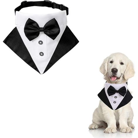 Vêtements pour animaux - Colliers pour animaux - Colliers smoking pour chiens - 1 pièce - Ajustable - Nœuds papillon élégants pour mariages canins - Nœuds papillon pour mariages canins, adaptés aux ch (1/5)