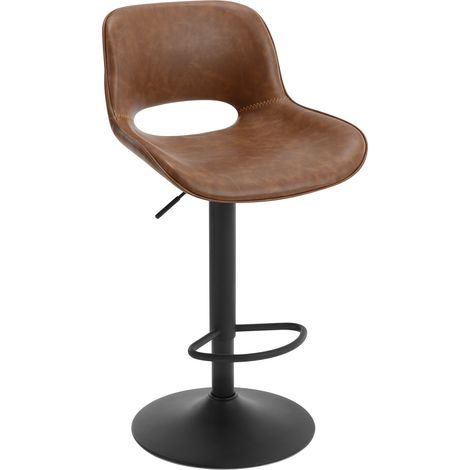 WOLTU 1x Taburetes de Cocina. Taburetes Giratorios y Regulables en Altura con Reposapiés. Taburetes Altos Revestidos en Polipiel con Respaldo para Bar. Cocina y Cafetería. Marrone