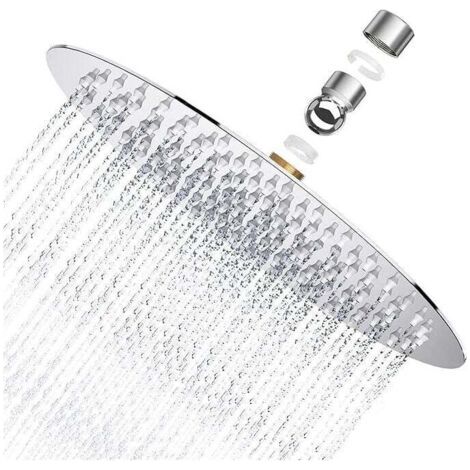 Pomme de douche puissante, pomme de douche ronde 8" en acier inoxydable AISI304, douche pluie fine 20x20cm, pomme de douche fixe étanche à l'eau (1/5)