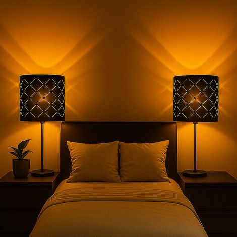 Lot de 2 lampes de table noires Salon Chambre à coucher Eclairage Lecture Nuit Luminaires or (1/5)