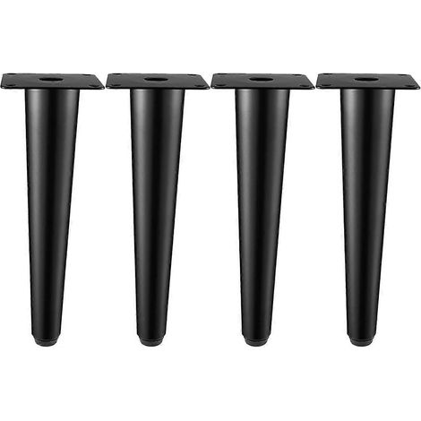 Pieds de meubles en métal de 8 pouces, ensemble de 4 pièces, pieds de remplacement de meubles droits et fuselés en fer forgé de style médiéval, noirs, adaptés aux projets de bricolage à domicile. (1/4)