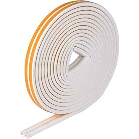 SABIR Bande de Joint D-Profil, Auto-adhésive anticollision d'étanchéité en Caoutchouc imperméable pour la Fenêtre/Le Fond Boudin de Porte/Rouleau Insonorisation, Jaune/Blanc,1 paquet, (1/5)