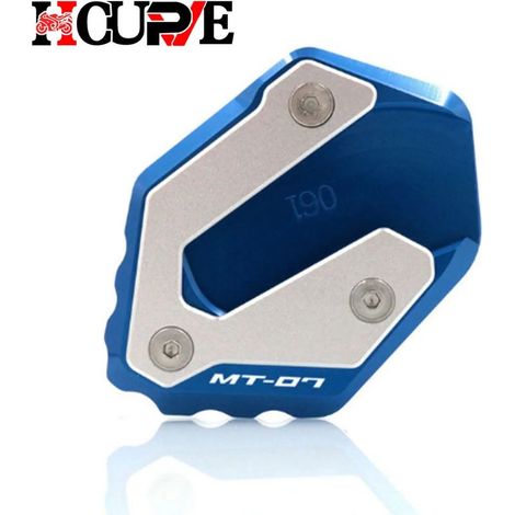 (Bleu-MT07) Plaque d'extension de béquille latérale CNC compatible avec YAMAHA MT-07, MT07, FZ-07, Tracer 700GT, 700 GT, XSR700 et XSR 700 Maxpower (1/4)