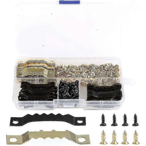 Lot de 120 crochets de suspension pour cadres photo, résistants - Crochets de suspension à double trou en dents de scie (1/4)