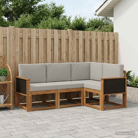 Teenpull – Outdoor-Sofagarnitur 4 Stk. Natürlich und Hellgrau Polyester (1/5)