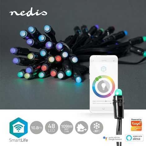 Nedis WIFILP01C48 Lichtekette Außen Schwarz 10,8 m