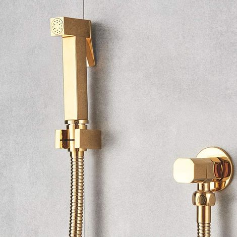 Esip – Pulvérisateur de bidet mural en laiton doré – Eau froide unique – Installation facile – Pour nettoyage intime et toilettes