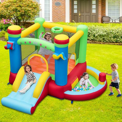 Inflatable kids bounce house with slide basketball hoop 227458930 (1/5)