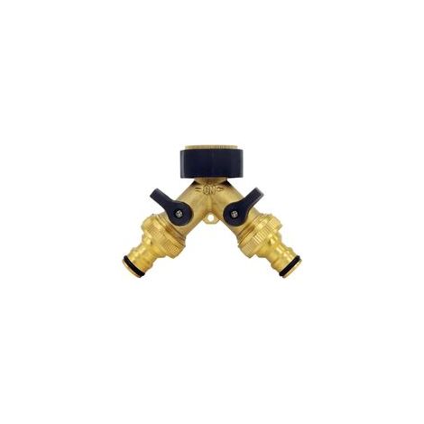 Raccord Y en laiton 26,9 mm (3/4") pour tuyau d'arrivée d'eau, collecteur 2 voies, compatible système 1/2 pouce –