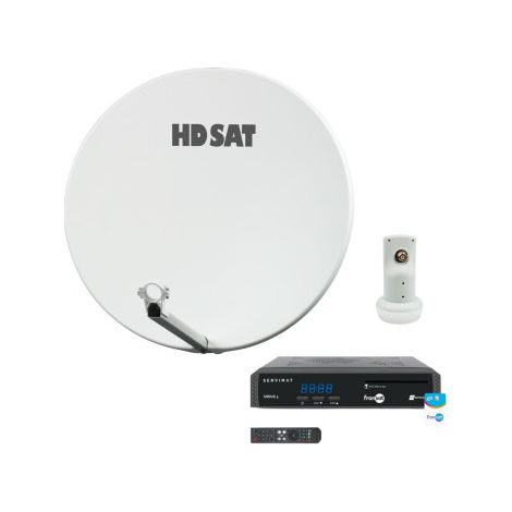 Pack HDSAT Parabole Satellite Fibre Composite Blanche 75cm + LNB Single + SIRIUS 3 Récepteur TV Satellite HD + Carte (1/5)