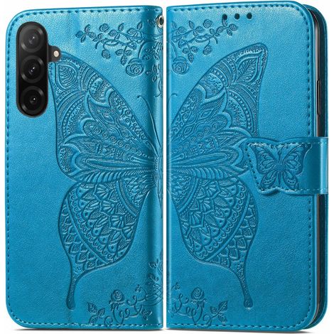 Funda tipo libro para Samsung Galaxy A26 5G, mariposa, azul (1/5)