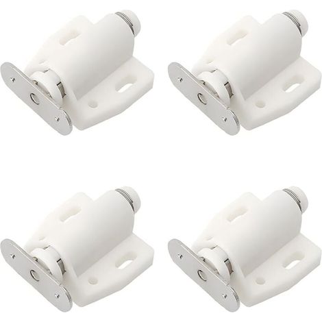 Lot de 4 Loqueteaux Magnétiques à Pression en Plastique pour Portes, Tiroirs et Placards avec Fermeture Douce - Blanc, Idéal pour la Chambre, la Cuisine et la Salle de Bain (1/4)