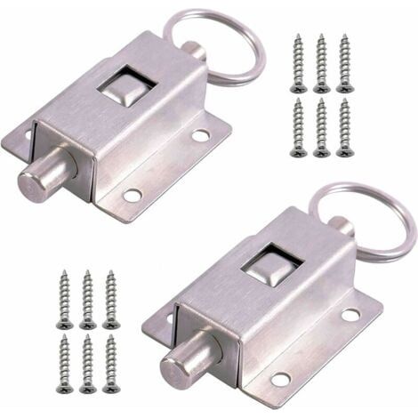 2 pcs Bolt Spring Automatic, loquet coulissant, loquet à ressort en acier inoxydable, avec vis, pour salle de bains, toilettes, etc. toutes sortes de portes intérieures (1/5)