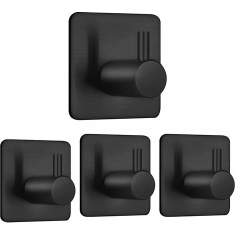4 Stück Selbstklebend Handtuchhaken Edelstahl 304 Moderne Wandhaken  Kleiderhaken für Bad Küche Schlafzimmer Schwarz
