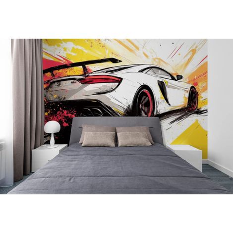 papier peint artistique – voiture de sport dynamique - 150 x 250 cm (1/2)