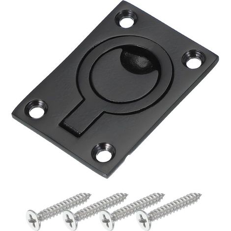 poignées encastrées, poignée de porte carrée affleurante en acier inoxydable, loquet de trappe dissimulé pour bateau, avec vis, pour meubles de yacht et applications marines, noir.