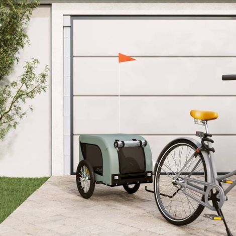 Remorque à vélo pour animaux de compagnie grise et noire