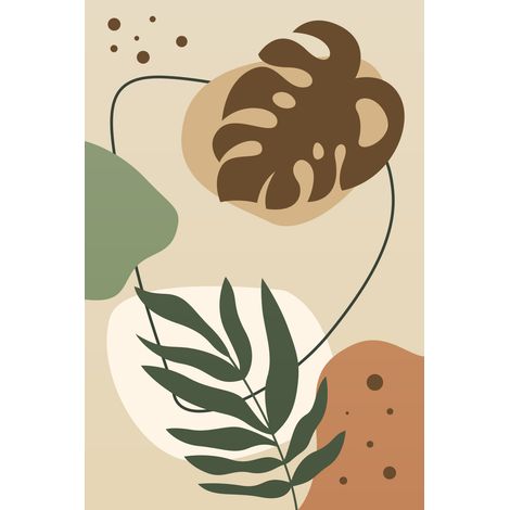 Papier peint panoramique - Feuilles Boho - 130 cm x 195 cm (1/2)