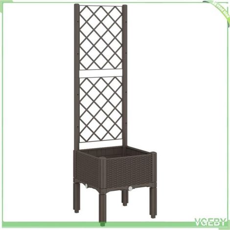 Jardinière avec treillis - FAFEICY - 367920 - PP - 40x40x142 cm - Aspect rotin (1/5)