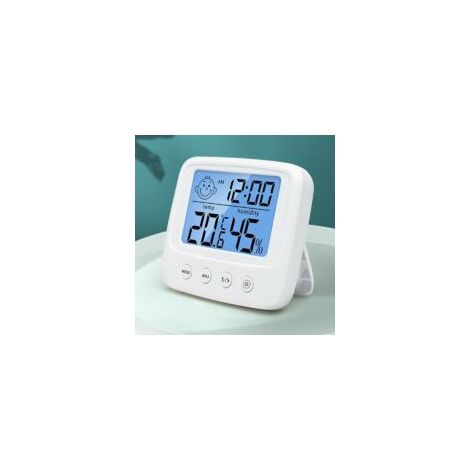 Hochpräzises digitales Thermometer-Hygrometer für den Innenbereich, Temperatur- und Feuchtigkeitsmesser, komfortables Display mit Hintergrundbeleuchtung, Uhr und °C/°F-Funktion (1/5)