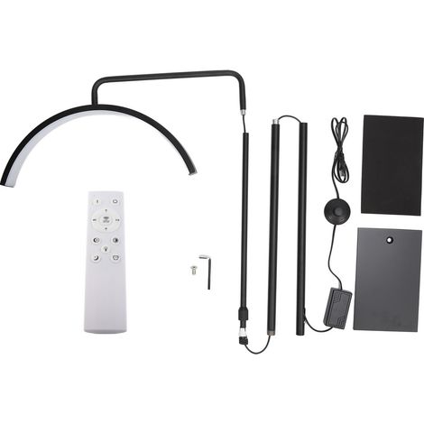 Lampadaire LED demi-lune 50cm noir, 3300K-6500K, pour tatouage sourcils, tension 110-240V, prise UE, éclairage ajustable, pied sur pied, design moderne. (1/5)