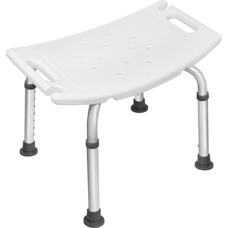 AUFUN Tabouret de douche 38-53cm Hauteur réglable Tabouret de douche Antidérapant Siège de bain Aide à la douche Siège de douche en aluminium et plastique pour personnes agées (1/5)