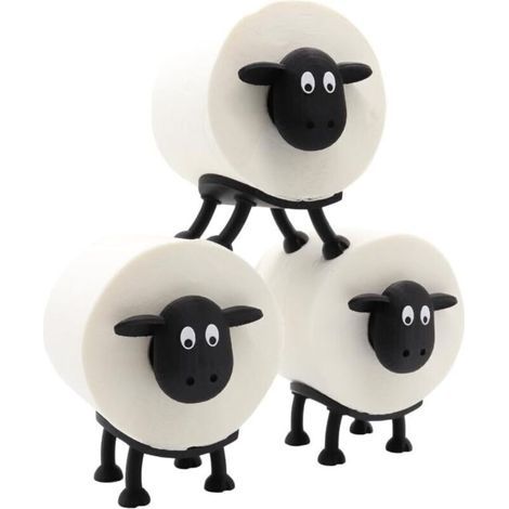 Porte-papier toilette pour rouleaux de 38 et 42 mm - Mouton - Lot de 3 (1/4)