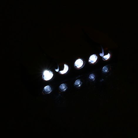 Lampe frontale à 5 LED avec clip pour casquette, idéale pour la pêche, la randonnée, le vélo et le camping. (1/5)
