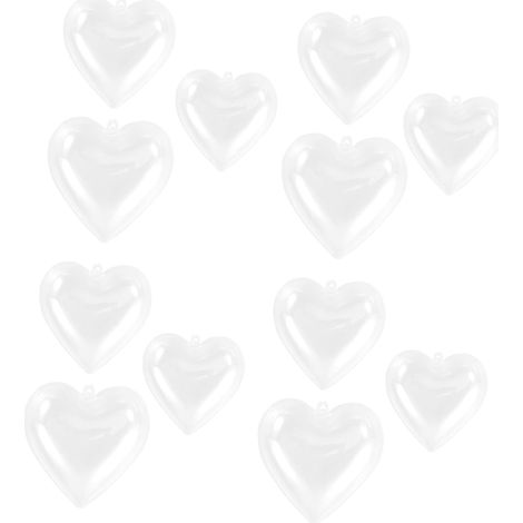 12pièces Boules De Noël Transparentes Forme De Cœur Décorations Arbre De Noël Plastique à Remplir pour Décoration De Fête (1/5)