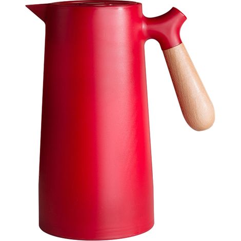 Bouilloire isolée en verre pour thé et café, multicouche, idéale pour la maison et le camping, capacité 1L, couleur rouge (1/5)