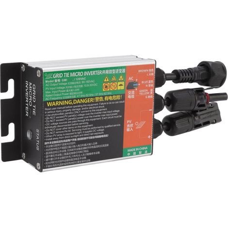 Onduleur GMI Grid Tie Micro Inverter pour panneaux solaires photovoltaïques, alliage d'aluminium, protection IP55, dimensions 20 x 7,7 x 3,6 cm, capacité 120 L (1/5)
