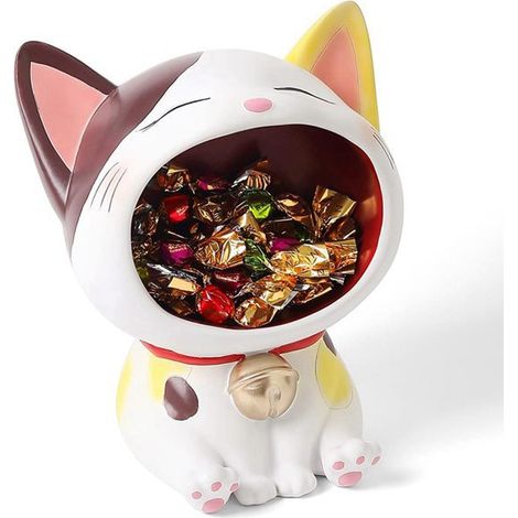 1 couleur : comme sur la photo. Matériau : résine. Statuette de chat mignonne, décorative et de rangement, art moderne en résine.