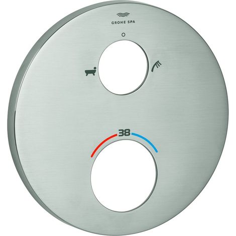 Grohe Rosette für Thermostat-Fertigmontageset, Metall, Wannen- und Handbrausen Symbol, Supersteel, 49247DC0 (1/2)