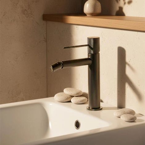 Exagonshop Rubinetto bidet senza scarico in ottone grigio