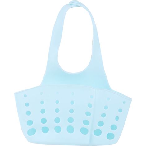 Panier de rangement pour évier de cuisine, porte-éponge, organisateur de sac de vidange suspendu pour salle de bain (bleu) (1/5)