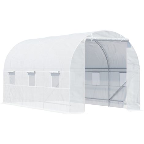 Serra da Giardino a Tunnel per Piante in PE con Tubi in Ferro Bianco 450x200x200 cm (1/5)