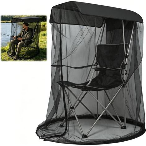 Moustiquaire imperméable – x cm 81 pour et (89 cm) non (160 avec toit en filet haut) chaise noire à fermeture éclair pour la pêche et le camping. Convient (1/5)