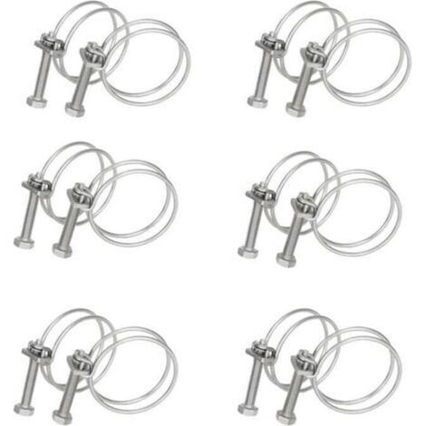 Colliers de serrage en acier inoxydable 304, double fil, fixation solide pour tuyaux et câbles, argent 14-20mm (12 pièces)