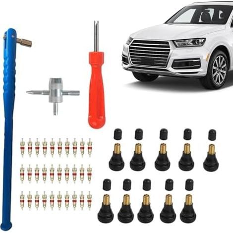 Outil de montage tige soupape - Kit d'extraction noyau roue, kit d'entretien pour pneus, voiture, atelier, camion, vélo SUV moto véhicule à moteur (1/5)