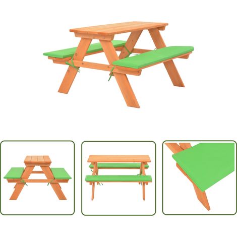 INLIFE Table de pique-nique pour enfants avec bancs 89x79x50 cm Sapin (1/5)