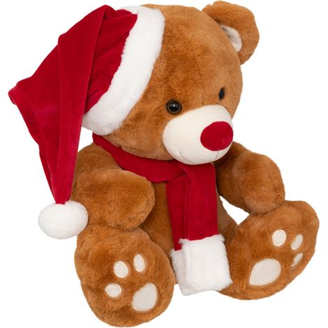 Déco Noël Peluche Ours avec bonnet et écharpe rouge H 50 cm - Feeric Christmas (1/2)