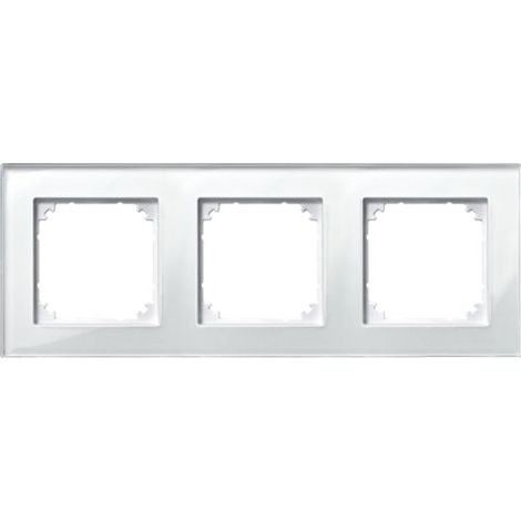 MERTEN 489319 M-PLAN CADRE EN VERRE VÉRITABLE, 3-GANG PANNEAU, BRILLANT BLANC