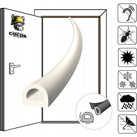 Selbstklebende Tür- und Fensterdichtung D 9x7,5mm WEISS (1/5)