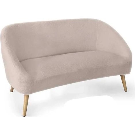 Divano in tessuto teddy rosa cm 135x68x78h