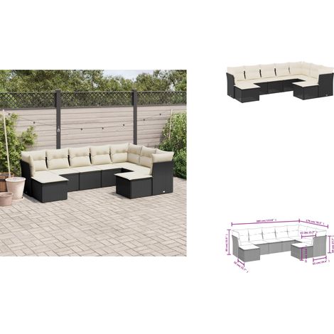 Salon de jardin 9 pcs avec coussins noir résine tressée - Salon De Jardin - Canapé Extérieur - Ensemble Salon De Jardin - Meuble De Jardin - Mobilier De Jardin (1/3)