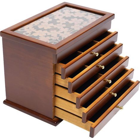 Schmuckkästchen – Schmuckkästchen – Schmuckkästchen – 6 Ebenen – Organizer aus Massivholz – Für Damen – Mit Zahlenschloss – Für Schmuck, Halsketten, Ringe, Vintage-Stil (1/5)