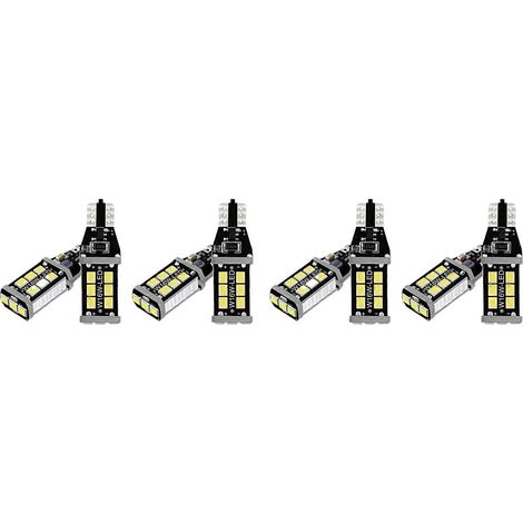Lot de 8 ampoules LED blanches brillantes Canbus pour feux de recul de voiture 912 921 T15 W16W (1/5)