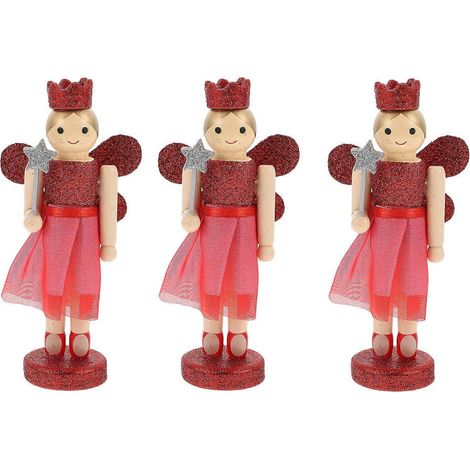 Casse-noisettes festifs en bois, décorations de Noël, marionnettes d'anges-12CM-Red