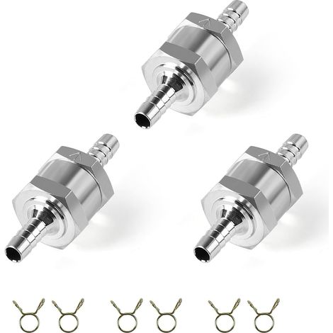 Clapet anti-retour en alliage d’aluminium 6 mm – Lot de 3 avec 6 colliers pour systèmes d’alimentation (1/5)