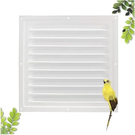 Grille d'aération en métal - Blanc - Couvercle d'aération en métal - Grille d'aération pour cheminée - Avec moustiquaire - Pour plafonds de cuisine et de salle de bain - 25 x 25 cm (1/5)
